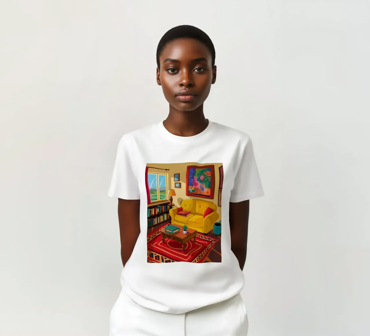 Gelbes Sofa Bibliothek T-Shirt von Haven Fantasy
