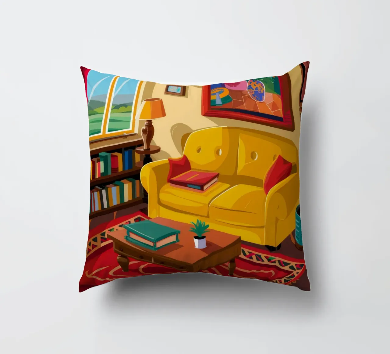 Yellow Sofa Library decorative cushion by Haven Fantasy