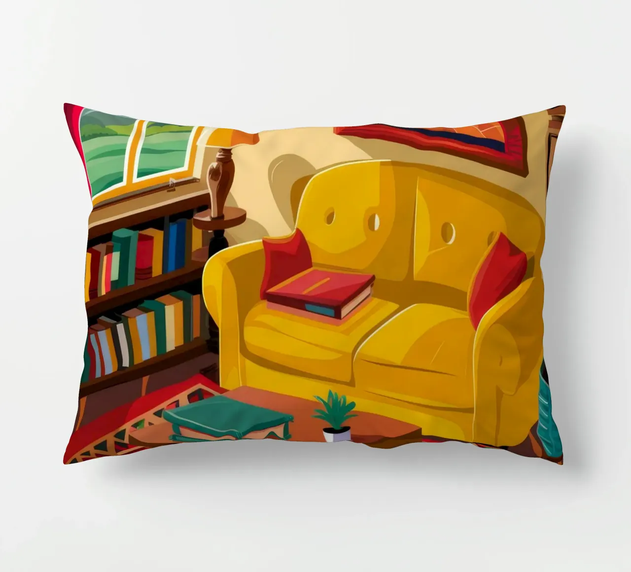Yellow Sofa Library decorative cushion by Haven Fantasy