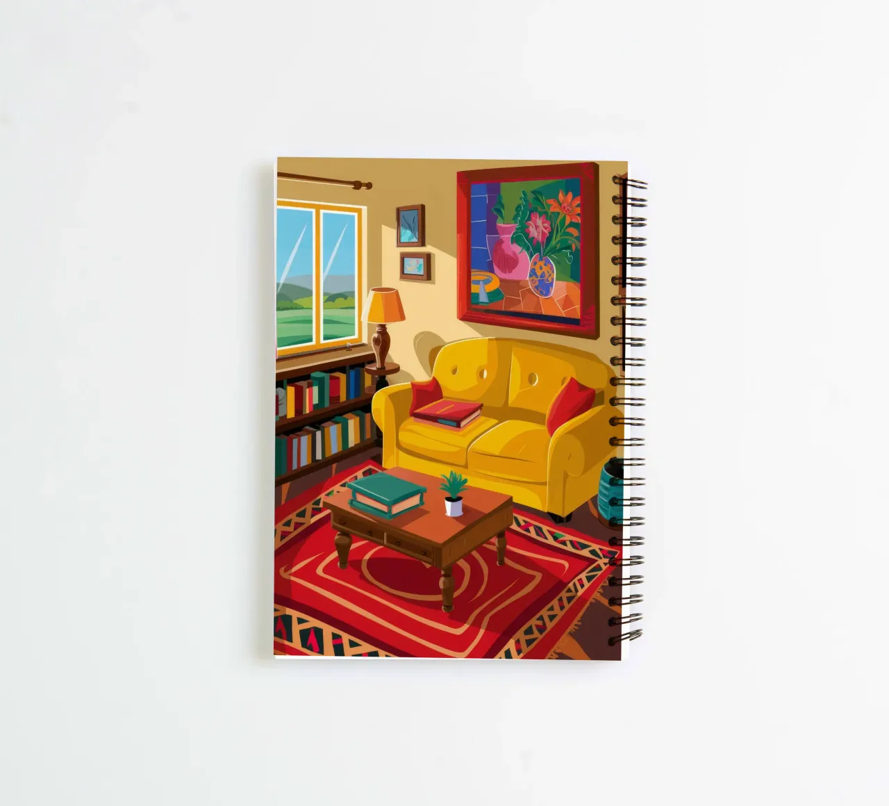 Yellow Sofa Library spiral notebook by Haven Fantasy