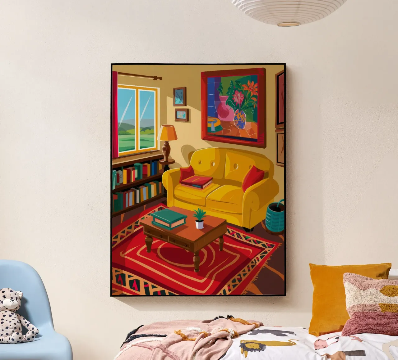 Yellow Sofa Library acrylic glass by Haven Fantasy