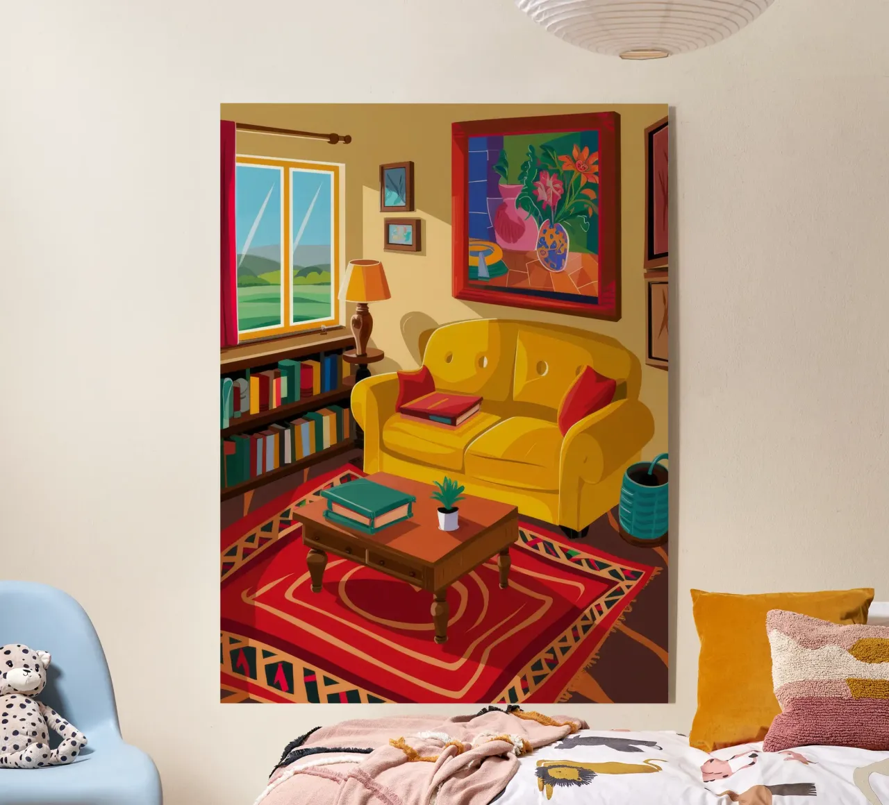 Yellow Sofa Library acrylic glass by Haven Fantasy