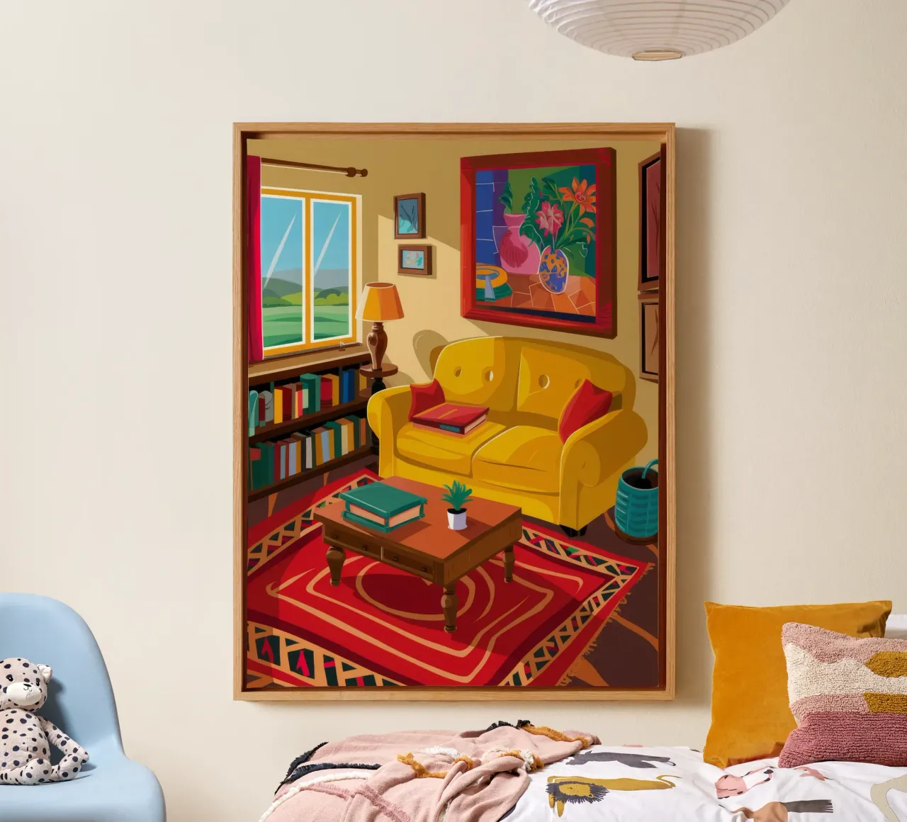 Yellow Sofa Library canvas by Haven Fantasy