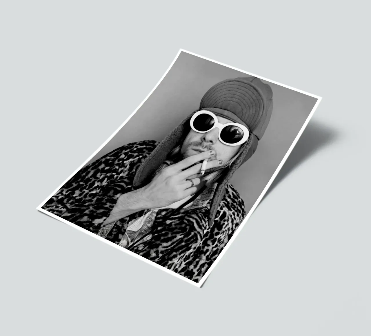 Black And White Kurt Cobain Smoking Poster sticker sheet by Has Fab