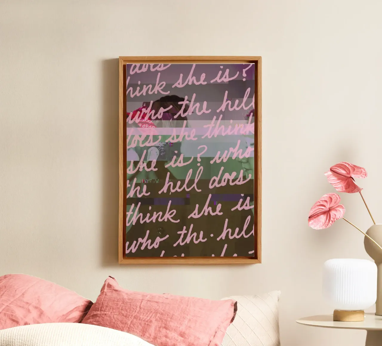 Glitch - Who the Hell canvas with Floater frame by Ash Nico