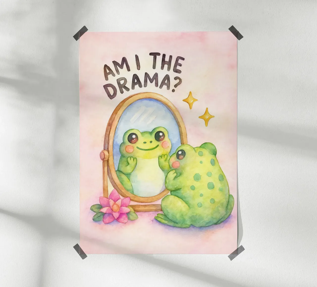 Rana divertente Sono io il dramma poster con telaio in legno da onerules