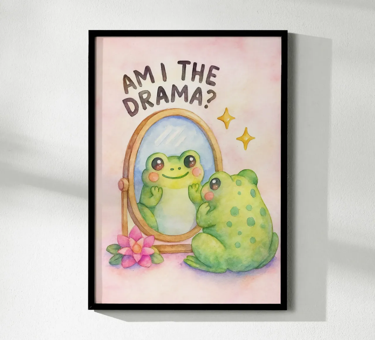 Rana divertente Sono io il dramma poster con telaio in legno da onerules