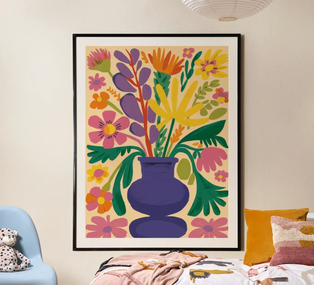 Medley di fiori d'ametista poster con telaio in legno da Haven Fantasy