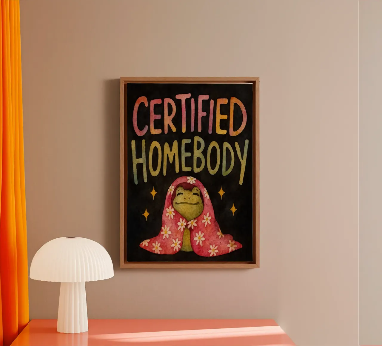 Funny Frog Certified Homebody canvas with Floater frame by onerules