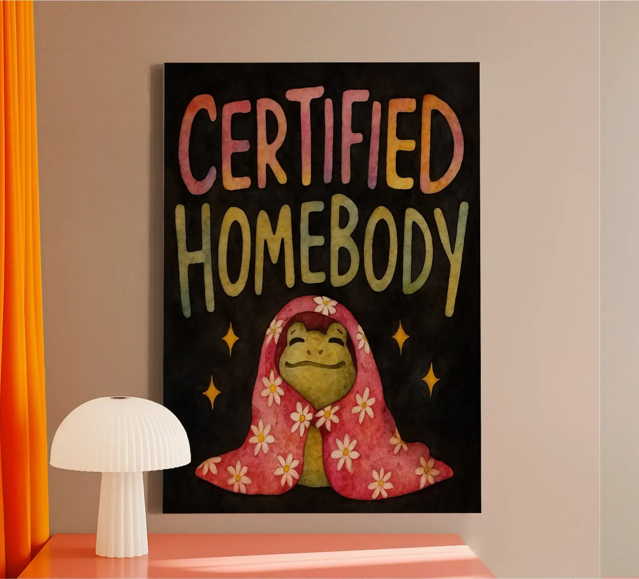 Funny Frog Certified Homebody canvas with Floater frame by onerules