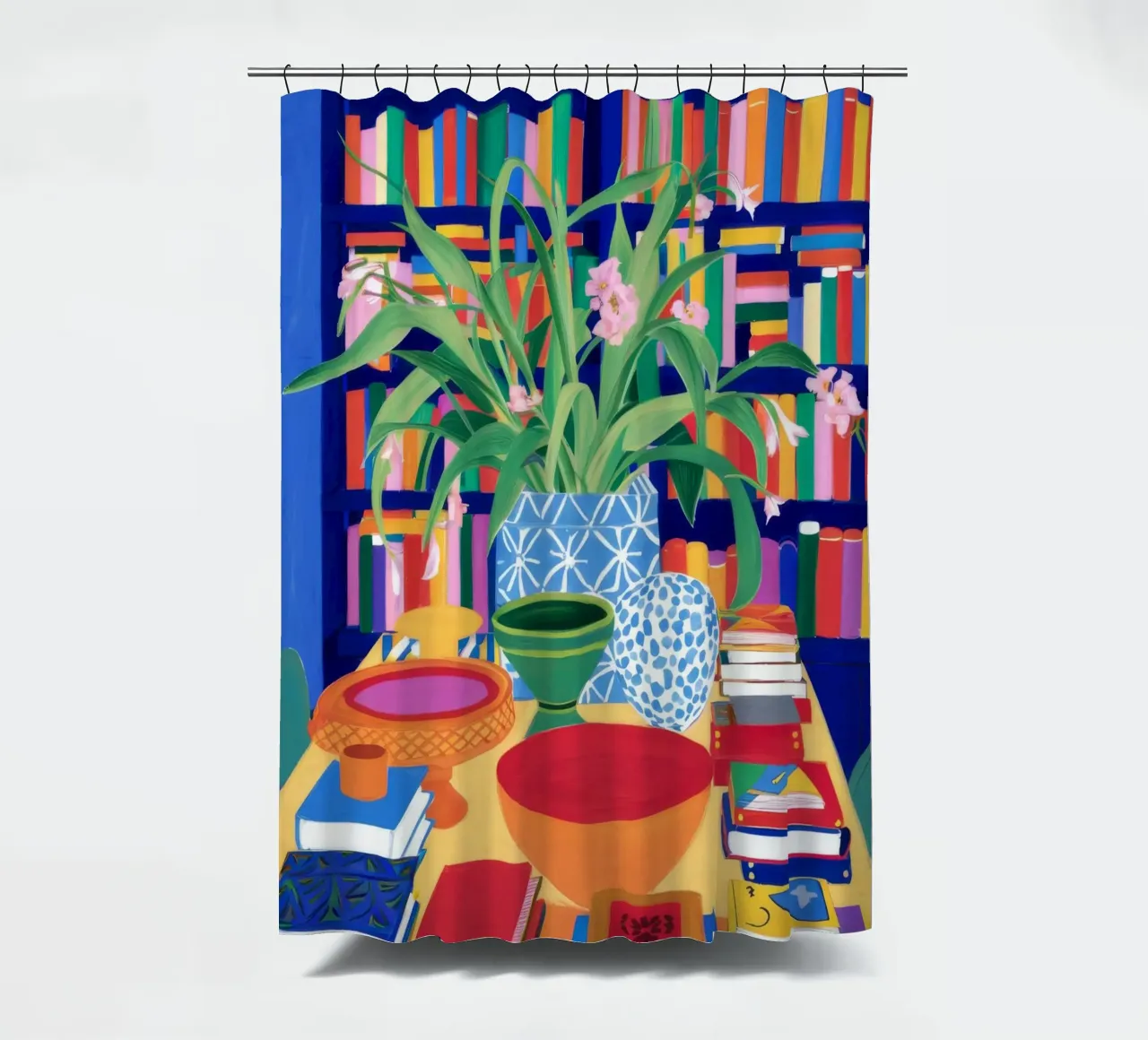 Library Table Abundance shower curtain by Haven Fantasy