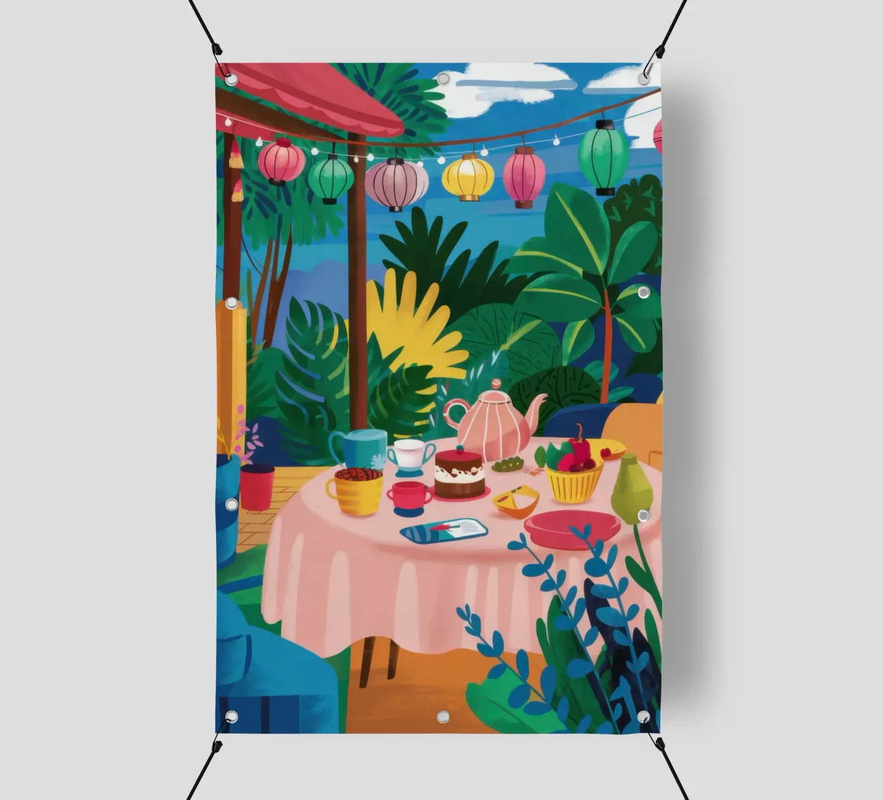 L'ora del tè in giardino telo in pvc da Pale Aura