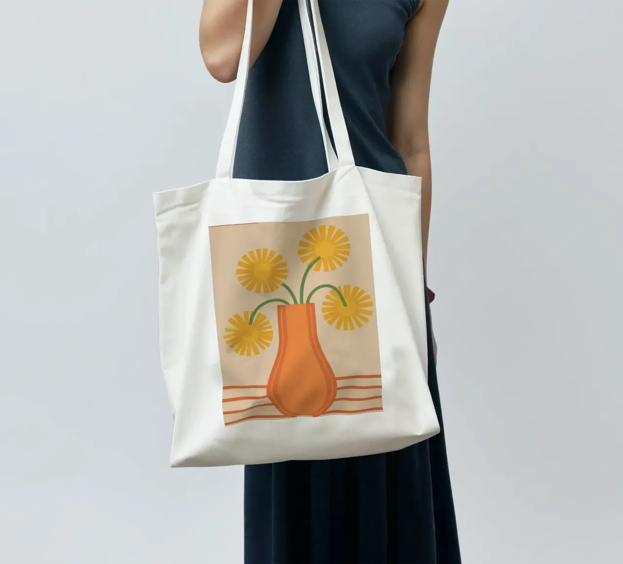 Orange Vase Daisies tote bag by Haven Fantasy
