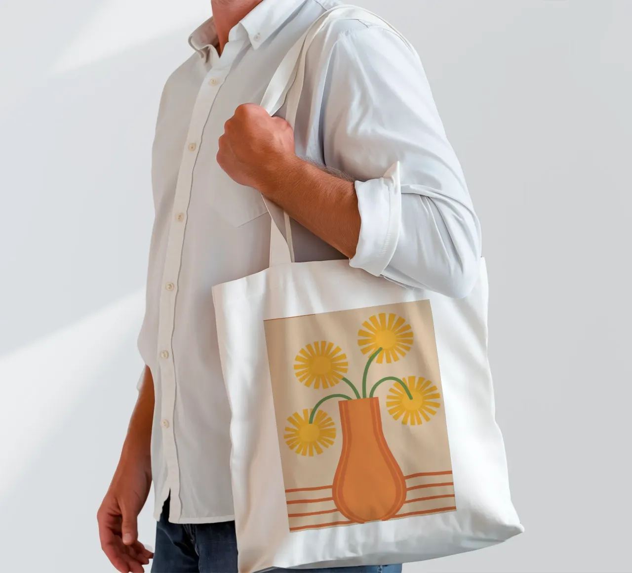 Orange Vase Daisies tote bag by Haven Fantasy