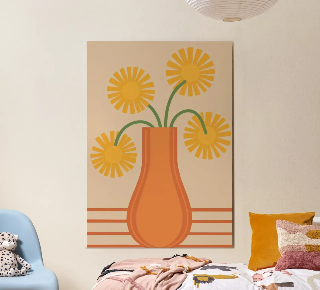 Orangefarbene Vase Gänseblümchen Hahnemühle von Haven Fantasy