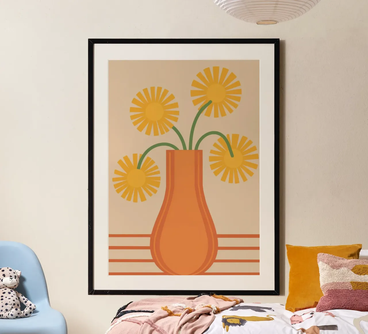 Orangefarbene Vase Gänseblümchen Hahnemühle von Haven Fantasy