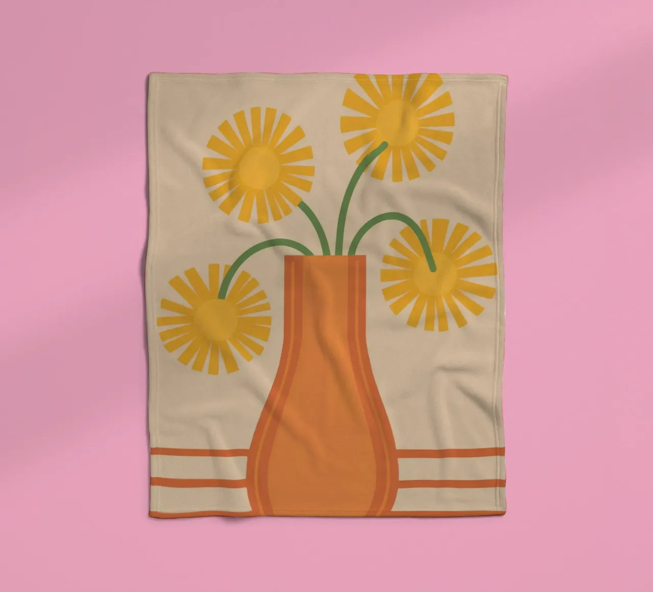 Orange Vase Daisies fleece blanket by Haven Fantasy