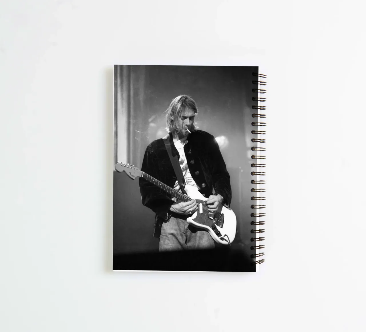 Smoking And Playing Guitar Poster spiral notebook by Has Fab