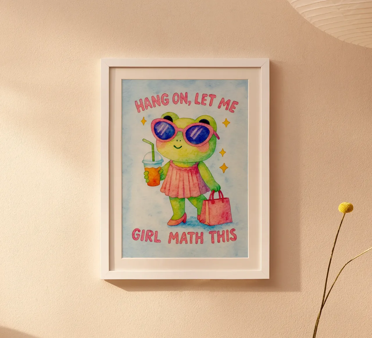 Divertente rana Hang On Let Me Girl Math Questo poster con telaio in plastica da onerules