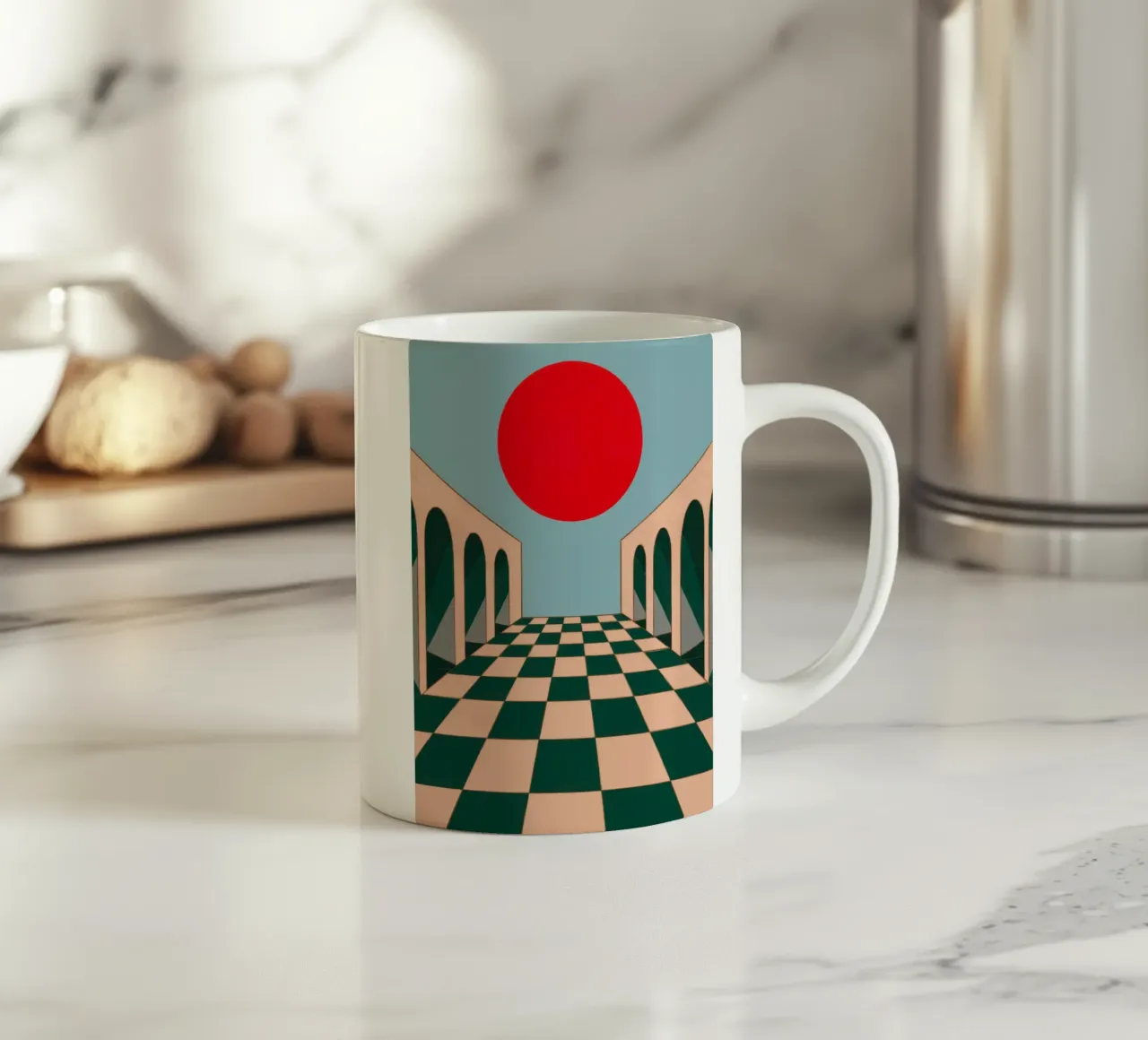 Corridoio a scacchi Sole tazza in ceramica da Pale Aura
