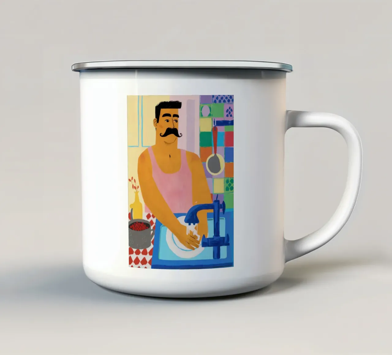 Mustache Pasta Maestro tazza in smalto da Pale Aura