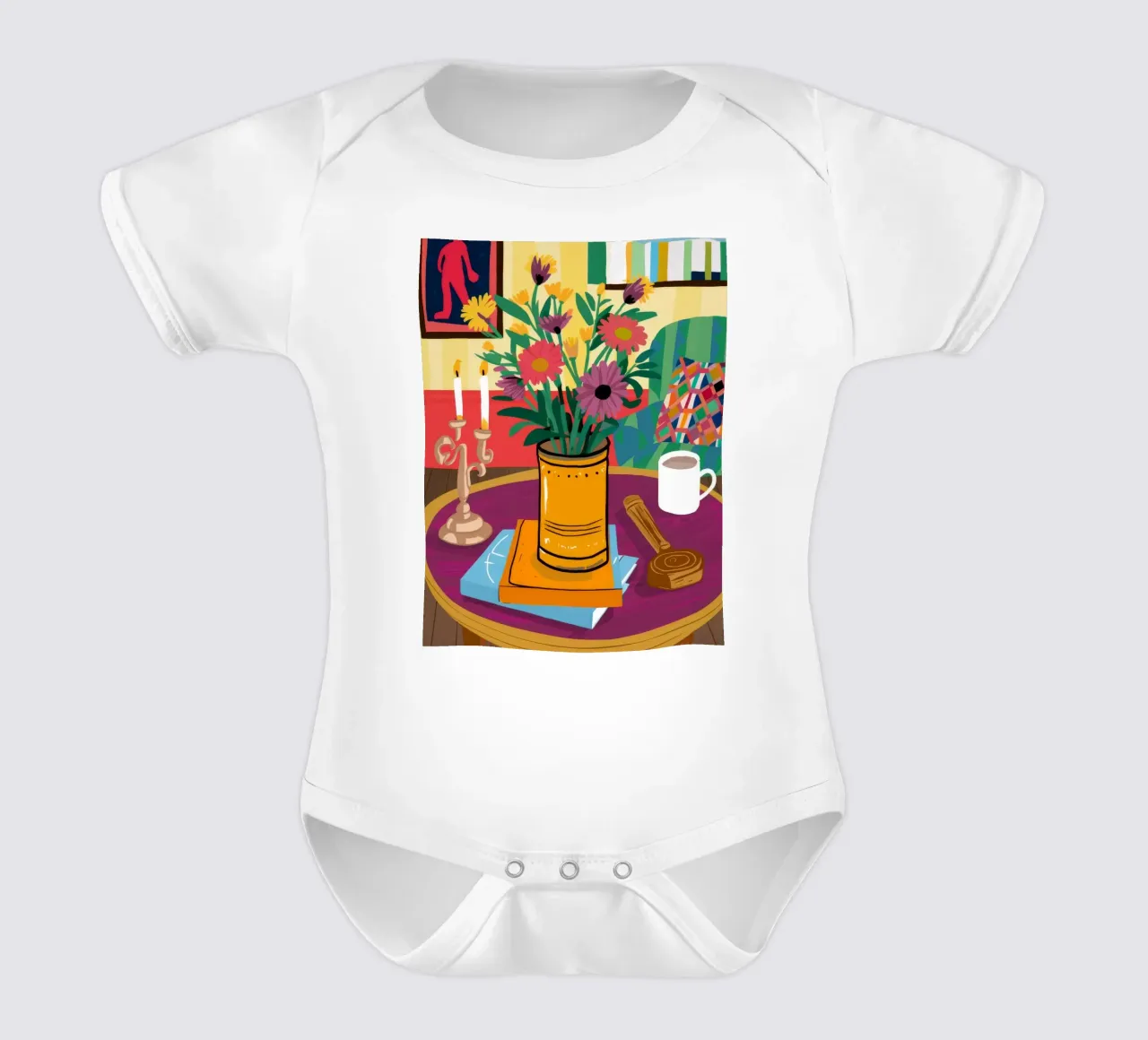 Caffè e fiori body neonato maniche corte da Haven Fantasy