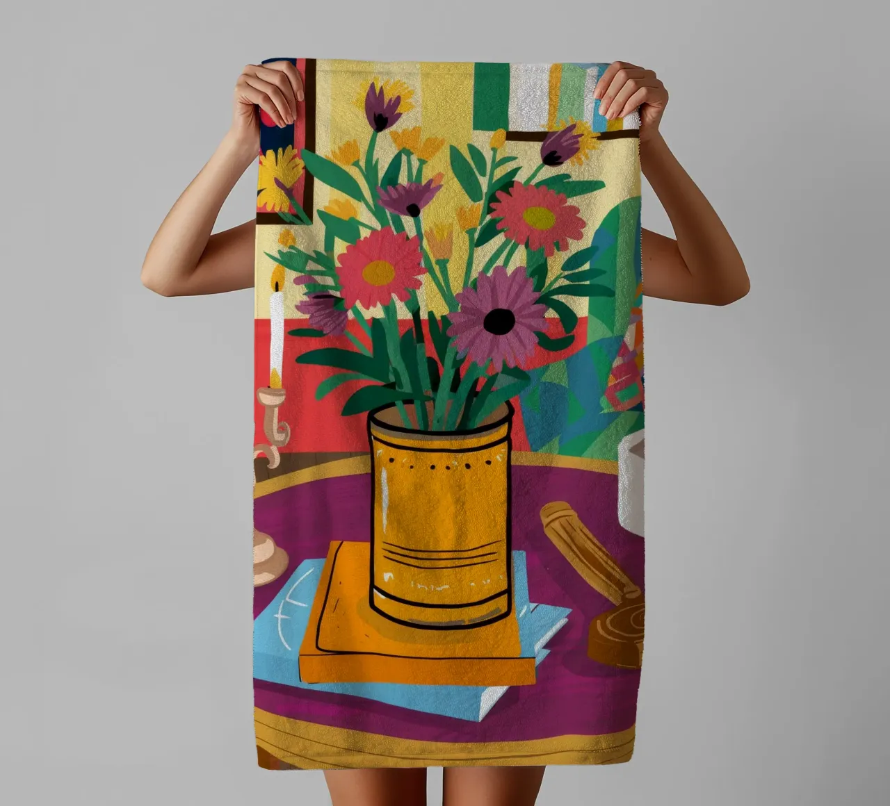 Caffè e fiori asciugamano da bagno da Haven Fantasy