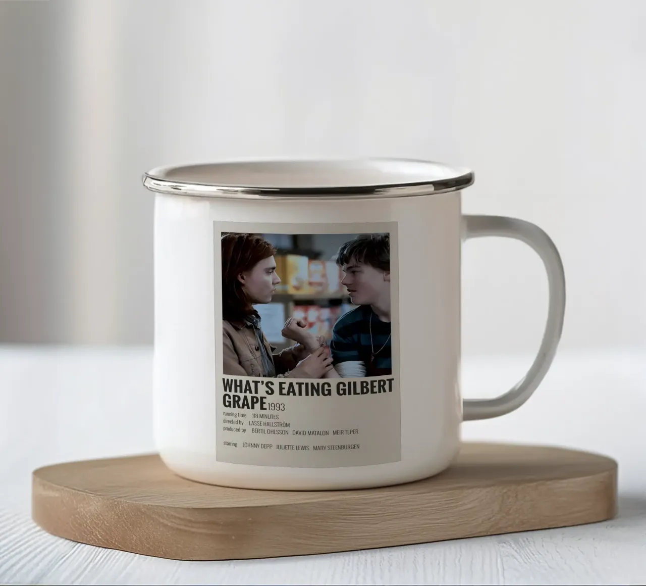 WHAT'S EATING GILBERT GRAPE 1993 emaille mok van MVFminimalist