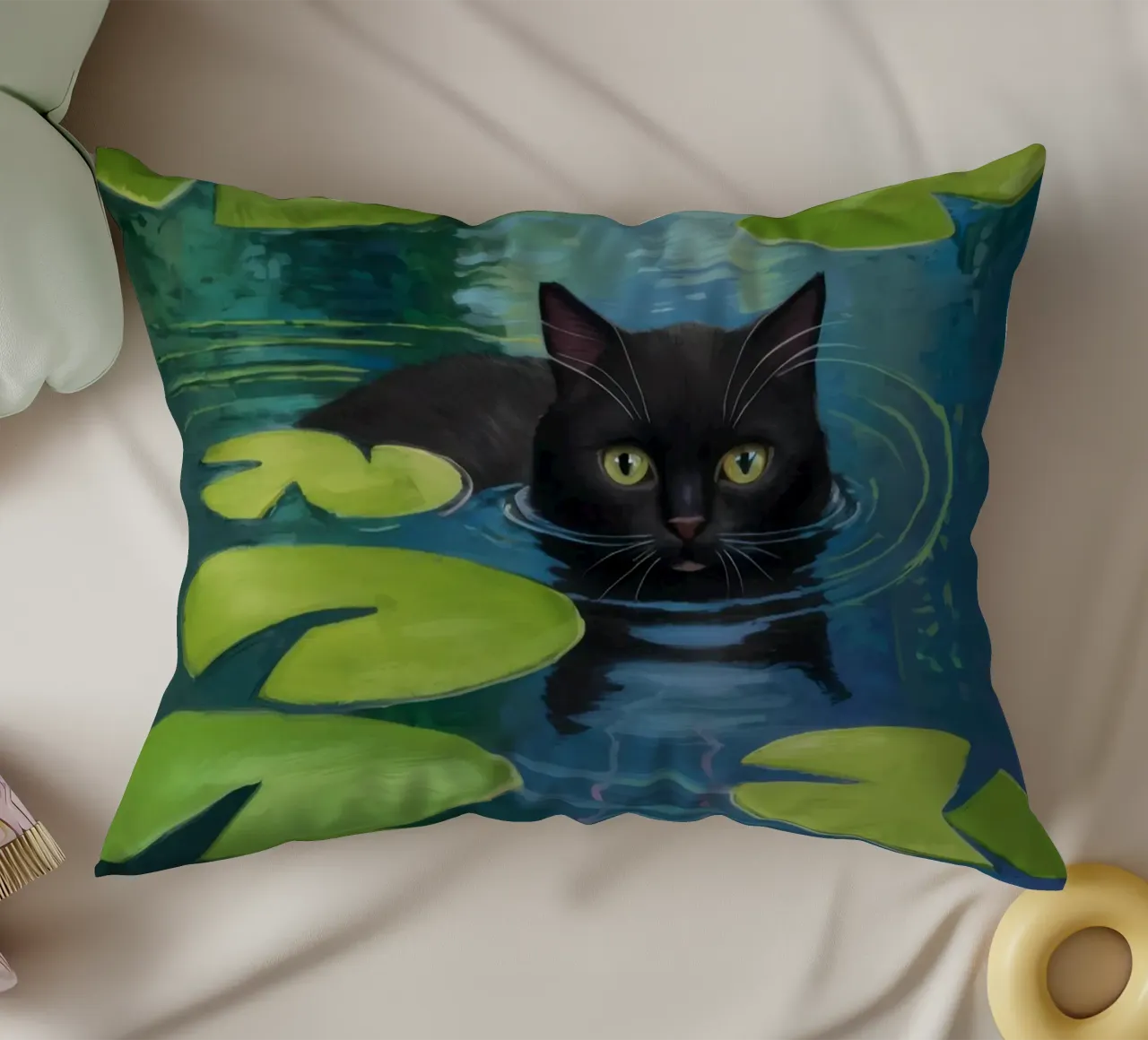 Gatto della ninfea cuscino da Pale Aura