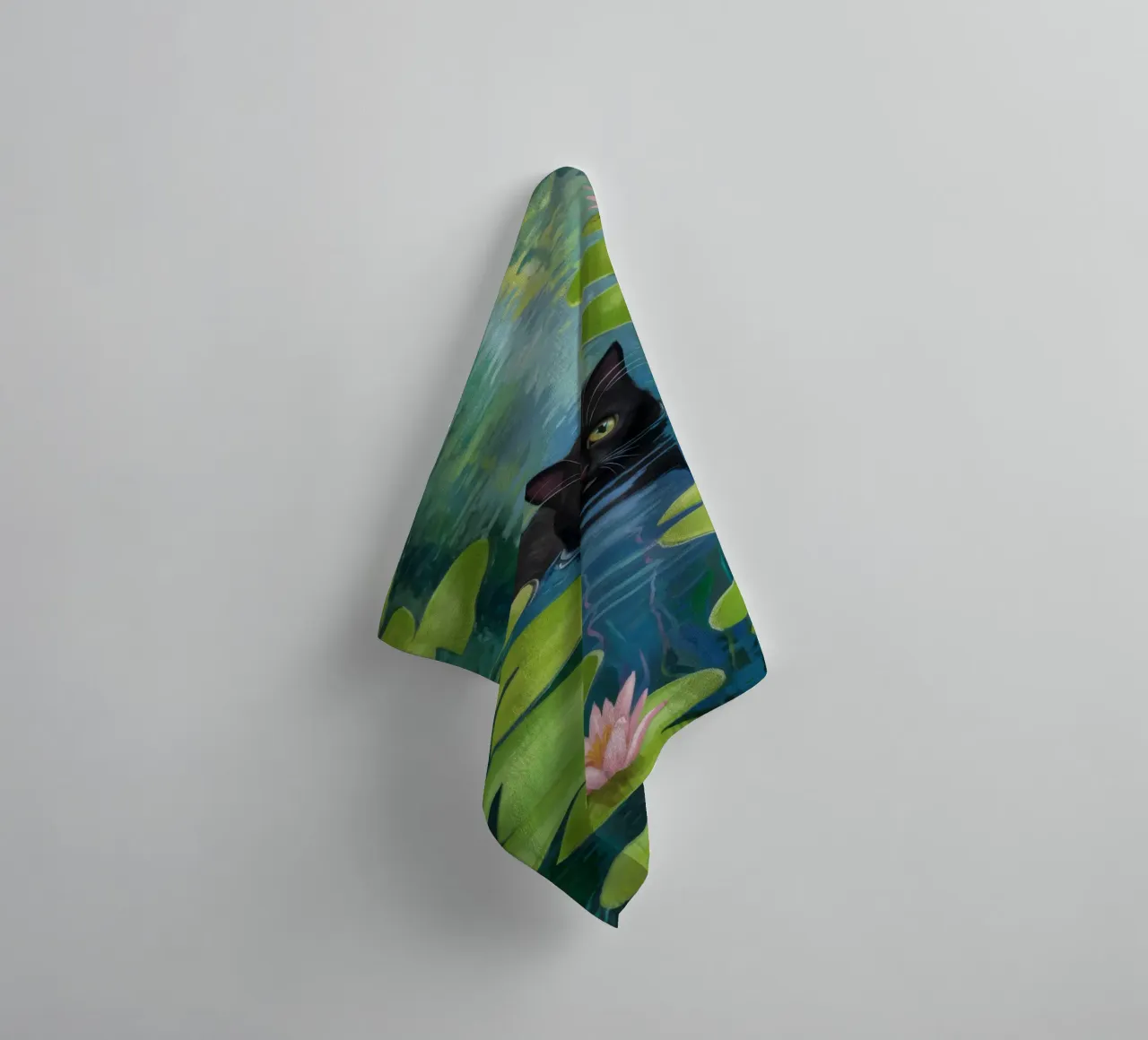 Lily Pad Cat towel by Pale Aura
