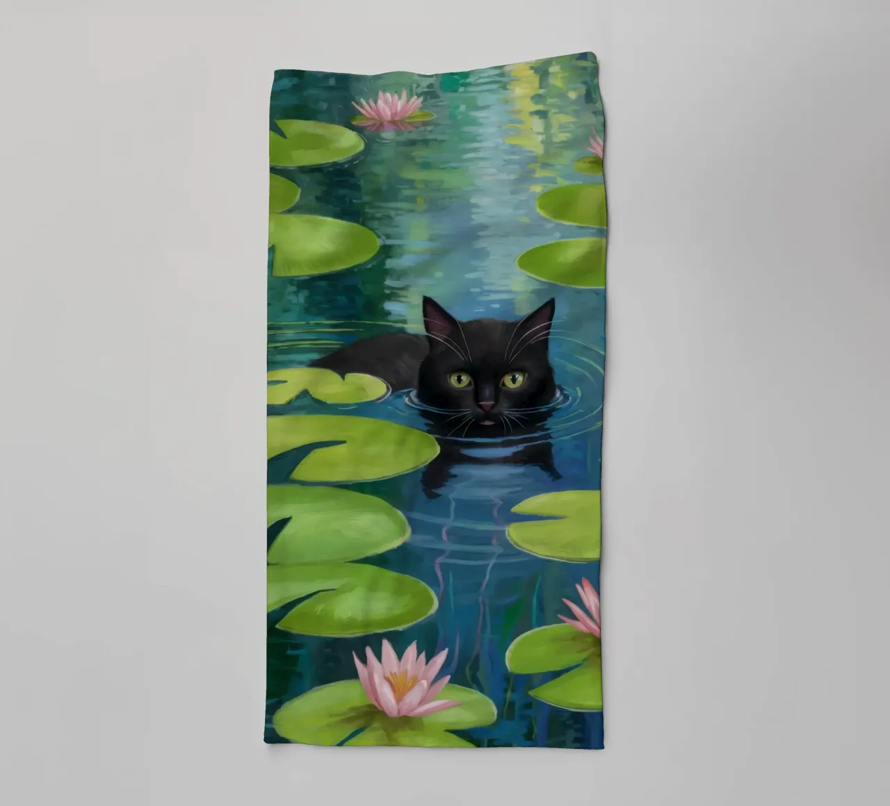 Lily Pad Cat towel by Pale Aura