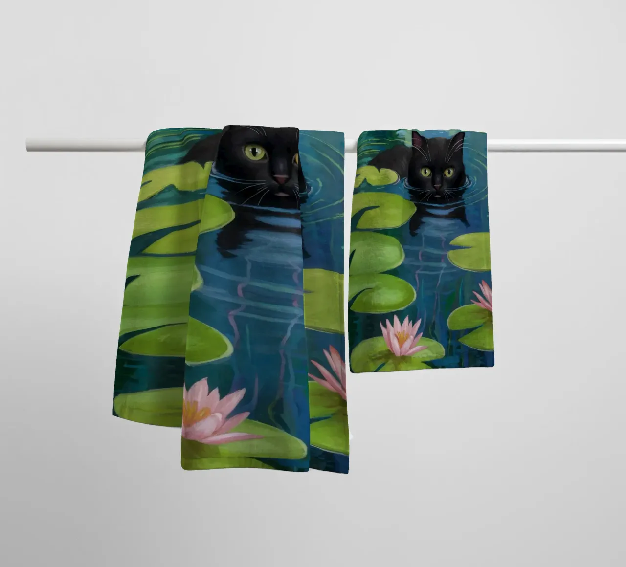 Lily Pad Cat towel by Pale Aura