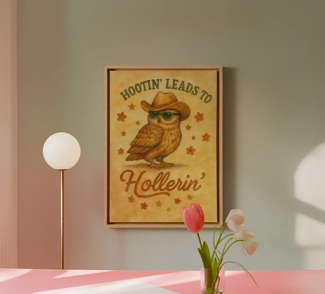 Funny Owl Hootin Leads To Hollerin canvas with Floater frame by onerules