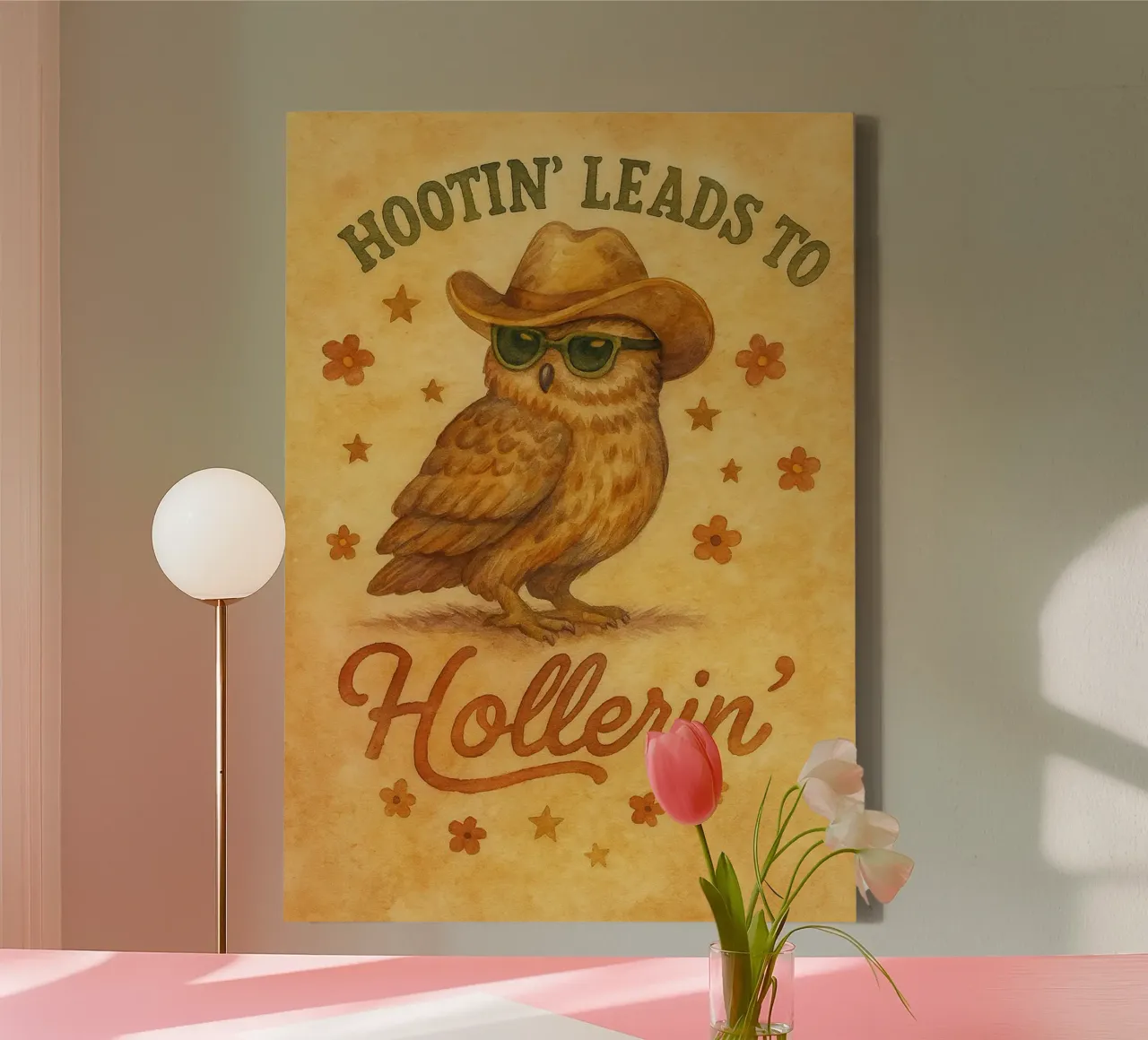 Funny Owl Hootin Leads To Hollerin canvas with Floater frame by onerules