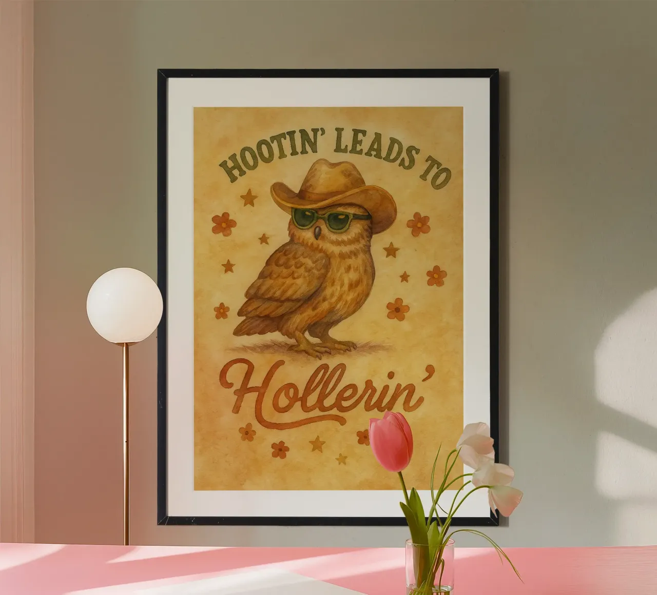 Lustige Eule Hootin führt zu Hollerin Poster von onerules