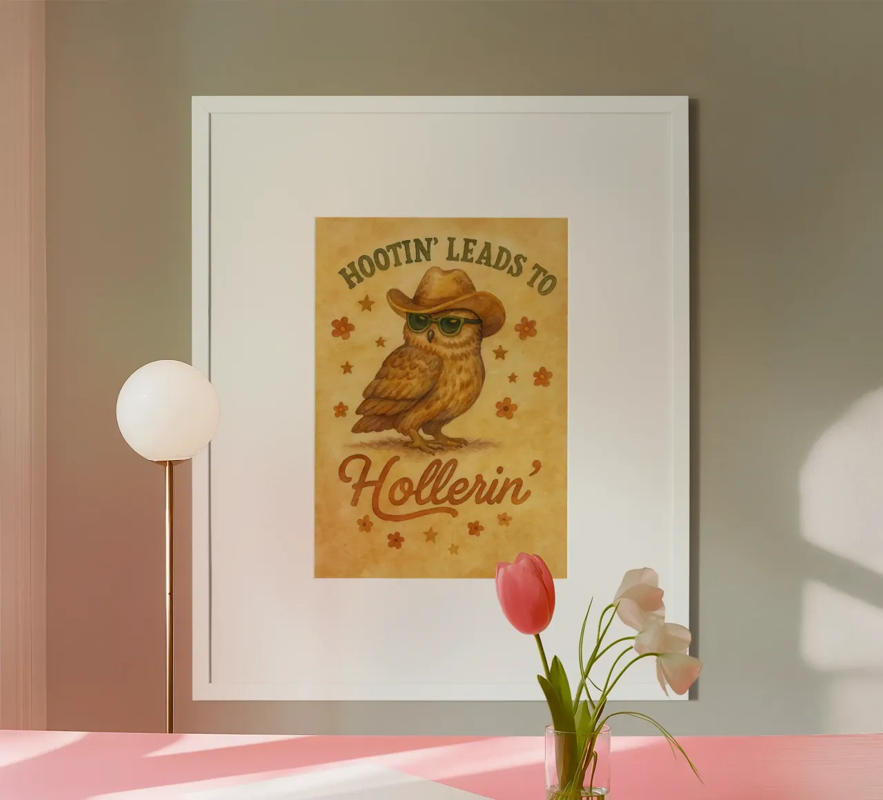 Lustige Eule Hootin führt zu Hollerin Poster von onerules