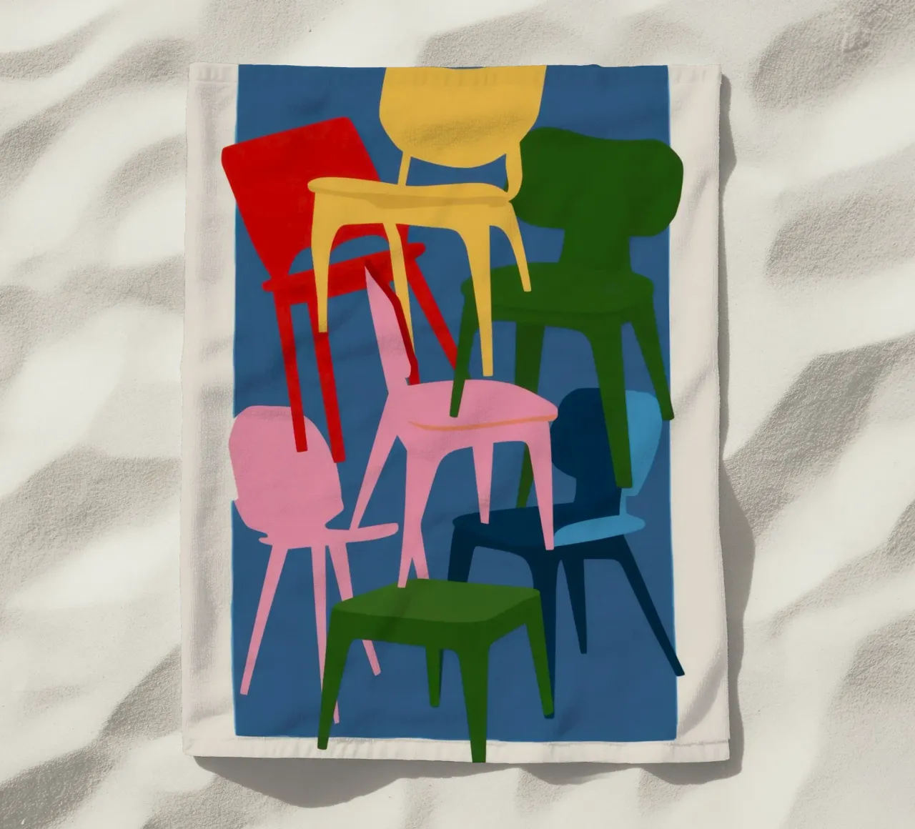 Stacked Chair Sculpture beach towel by Pale Aura