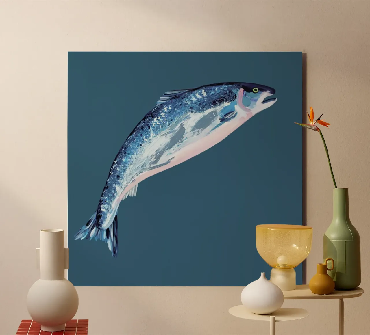 Leaping Salmon alluminio dibond da Alice Straker