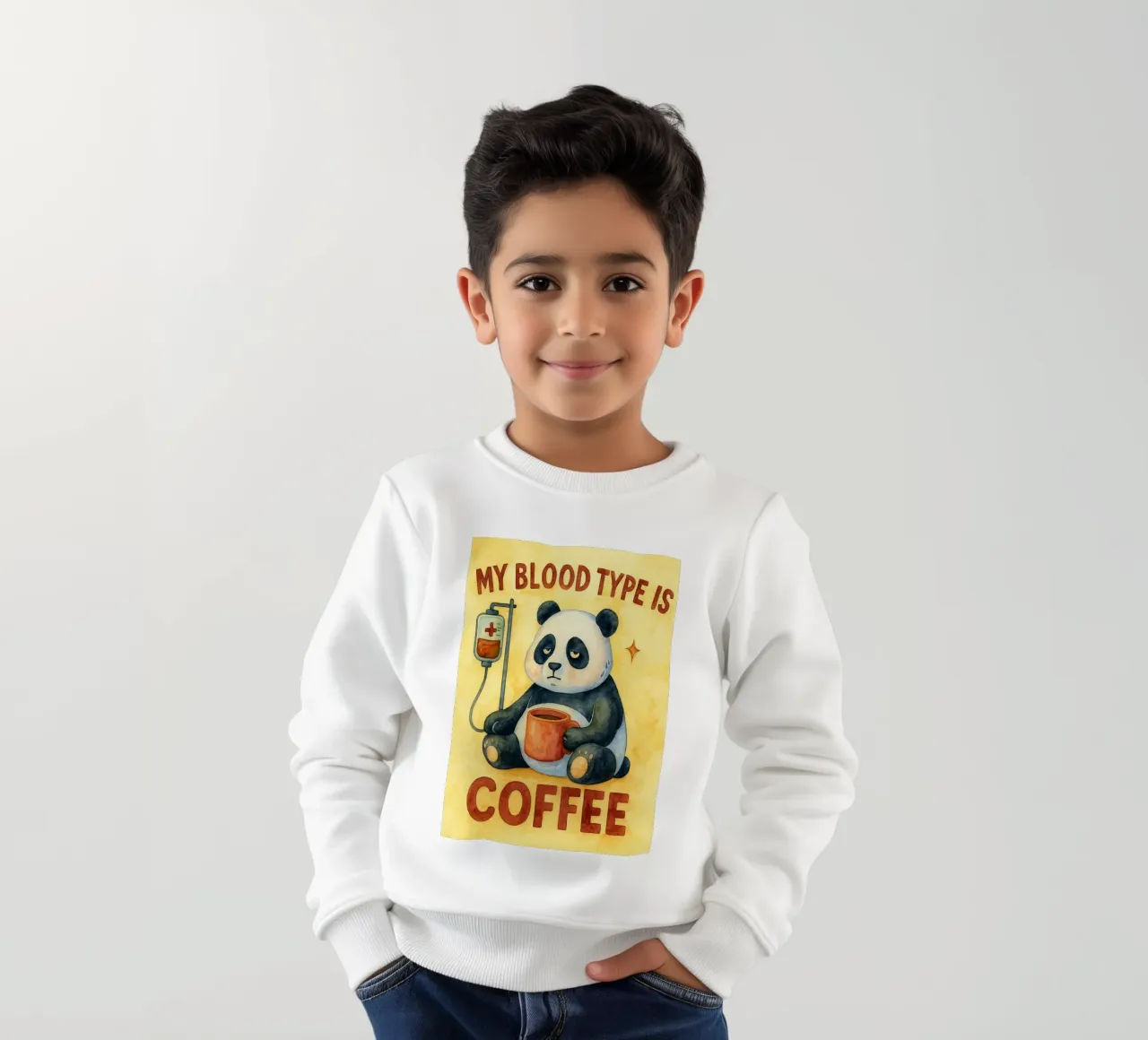 Drôle de panda Mon groupe sanguin est le café sweat enfant de onerules