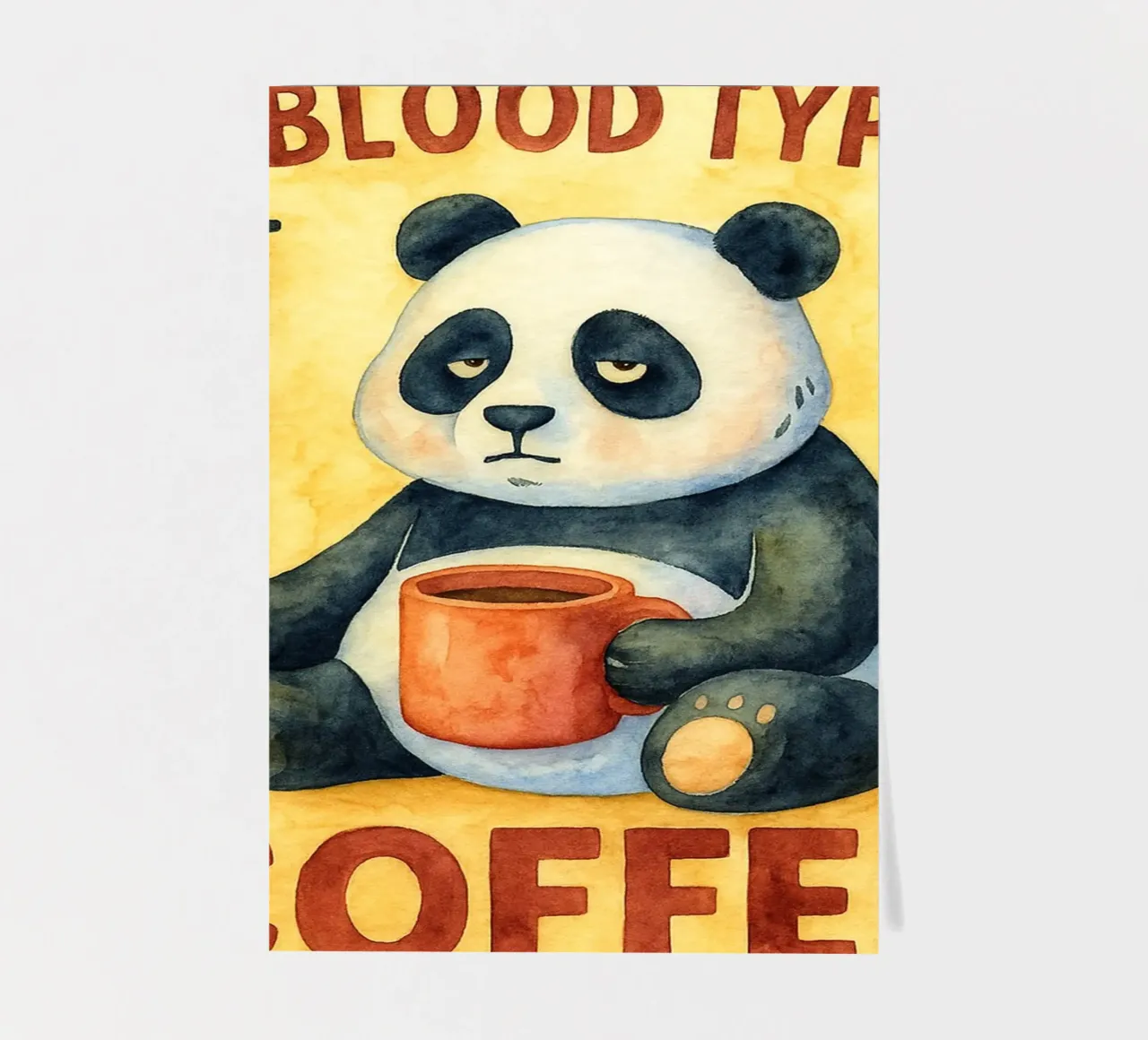 Drôle de panda Mon groupe sanguin est le café planche autocollant de onerules