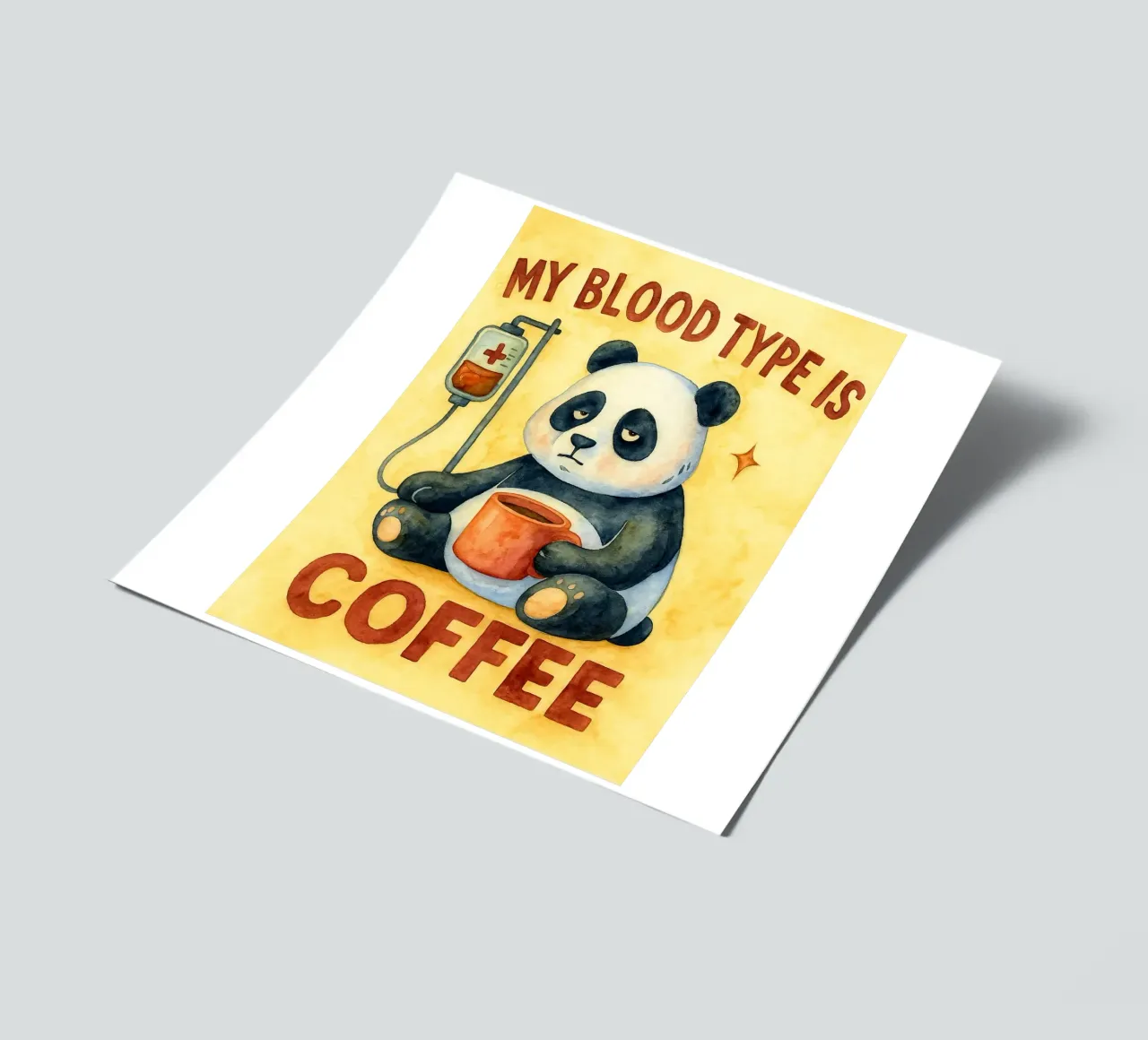 Drôle de panda Mon groupe sanguin est le café planche autocollant de onerules
