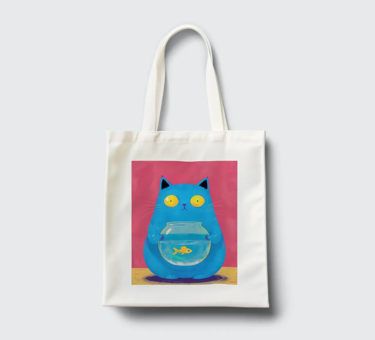 Blue Cat with Goldfish Bowl tote bag by 🥝 KIWI STORE