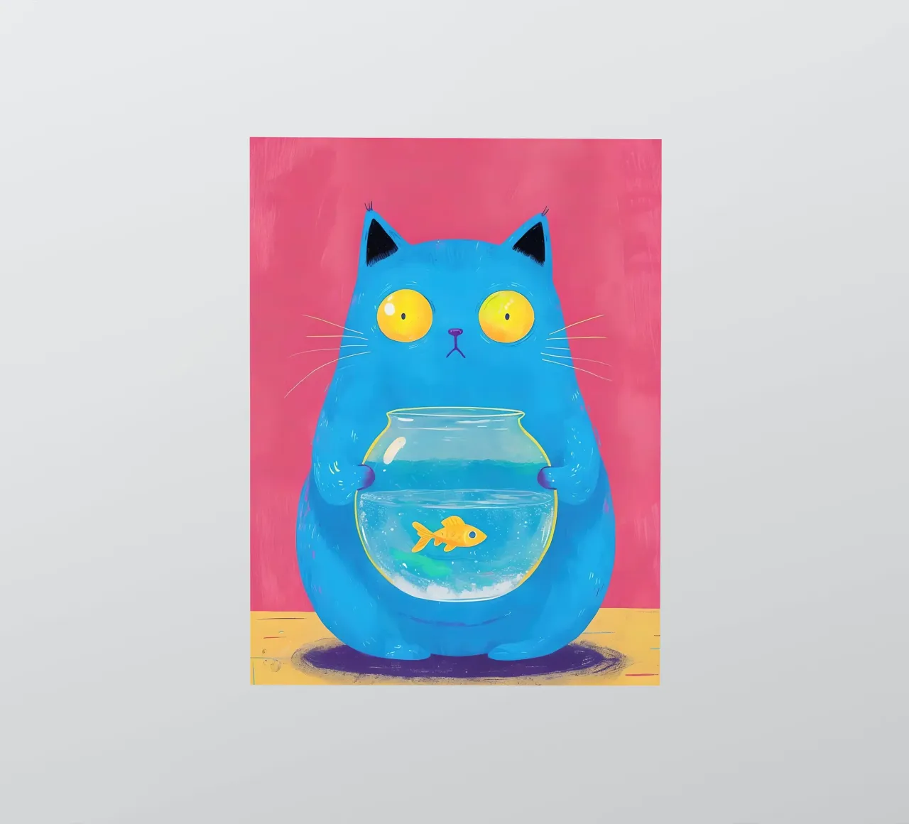Chat bleu avec bocal à poissons rouges autocollant de 🥝 KIWI STORE