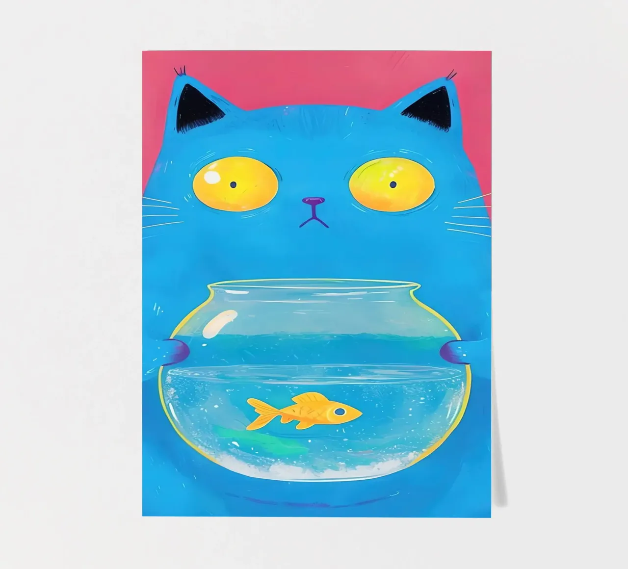 Blaue Katze mit Goldfischglas Stickerbogen von 🥝 KIWI STORE