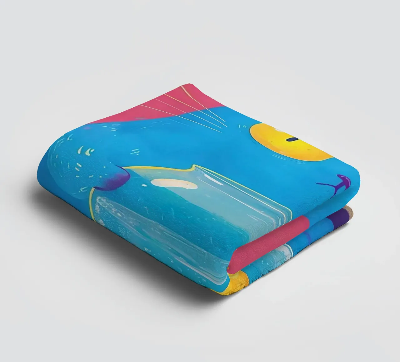 Chat bleu avec bocal à poissons rouges serviette de bain de 🥝 KIWI STORE