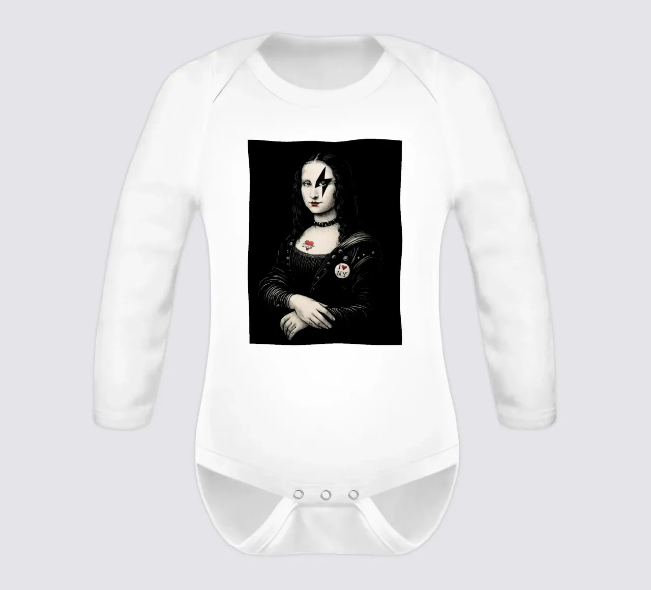 Punkrock Mona Lisa Langarm Babybody von 🥝 KIWI STORE