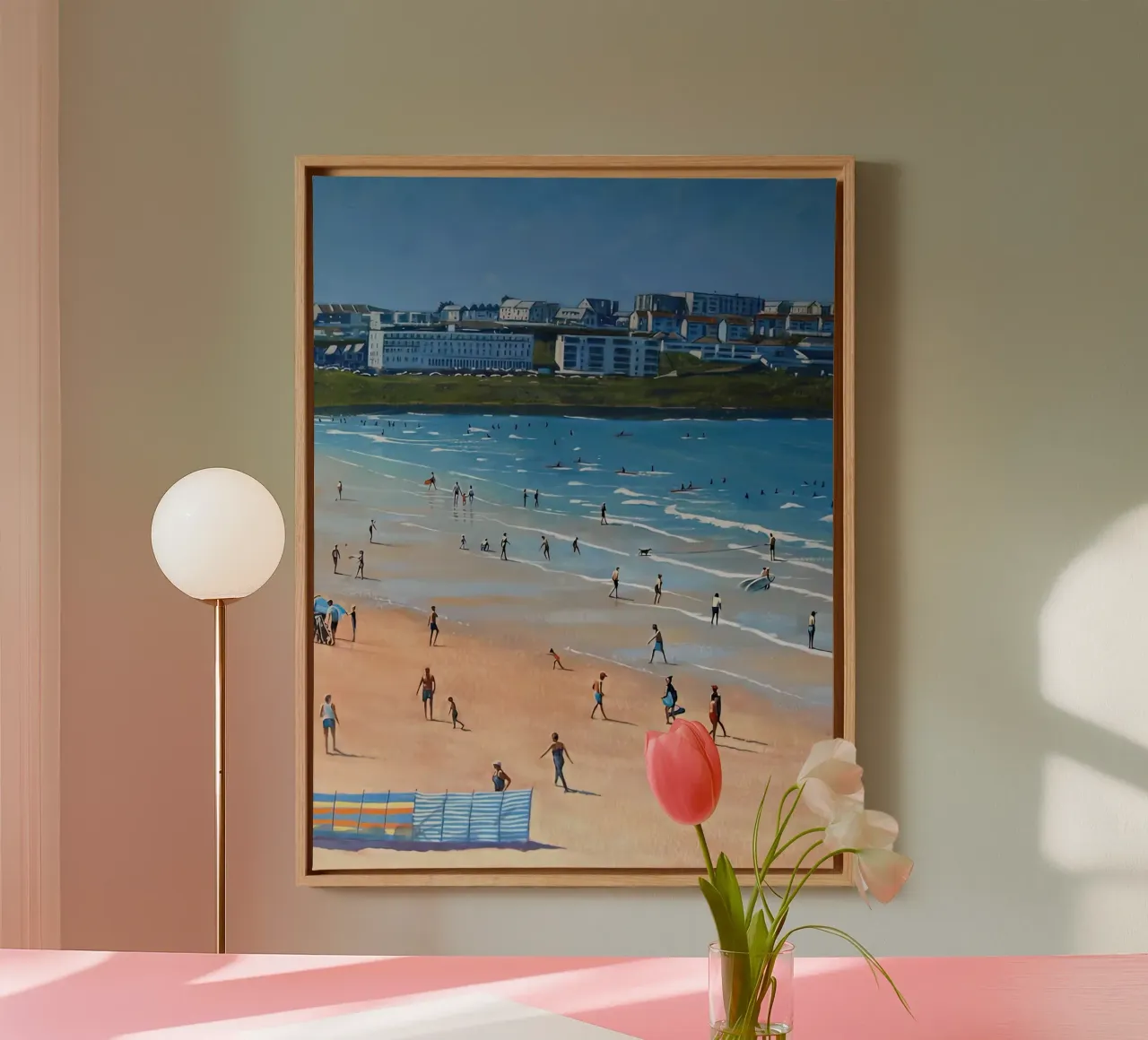 tarde en la playa David Harrison lienzo con Marco flotante de ART BEST