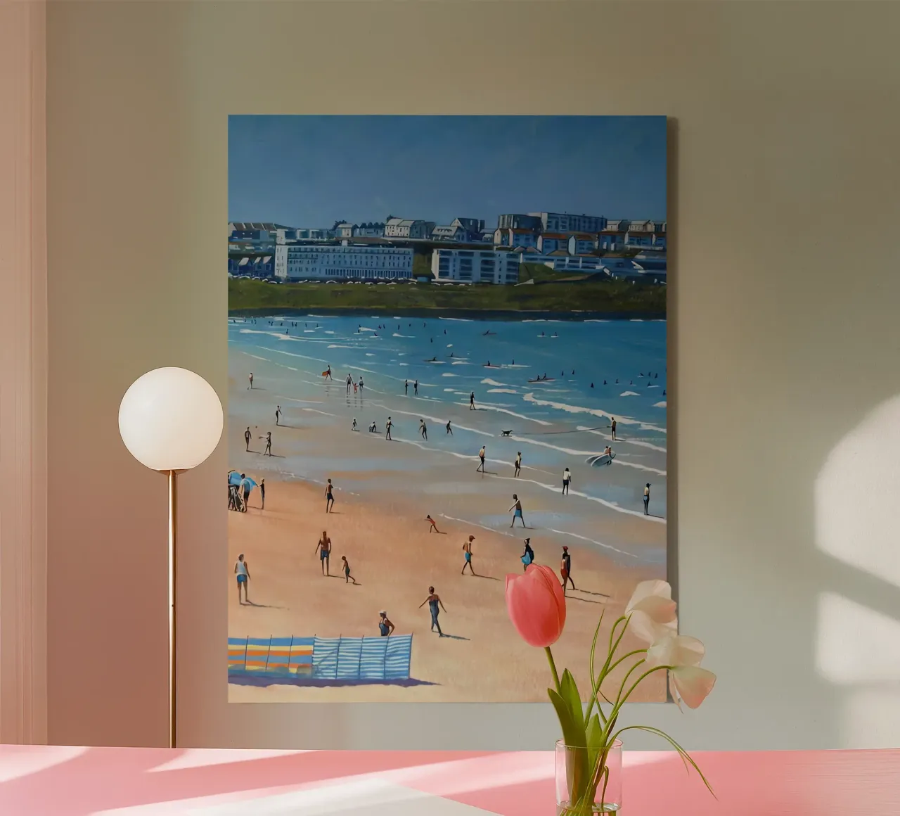 tarde en la playa David Harrison lienzo con Marco flotante de ART BEST