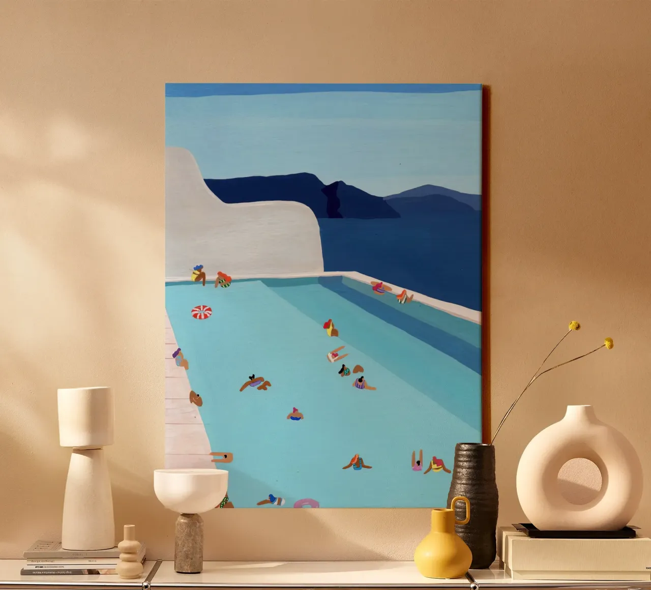 Coastal Swimming Pool Helo Birdie canvas by ART BEST
