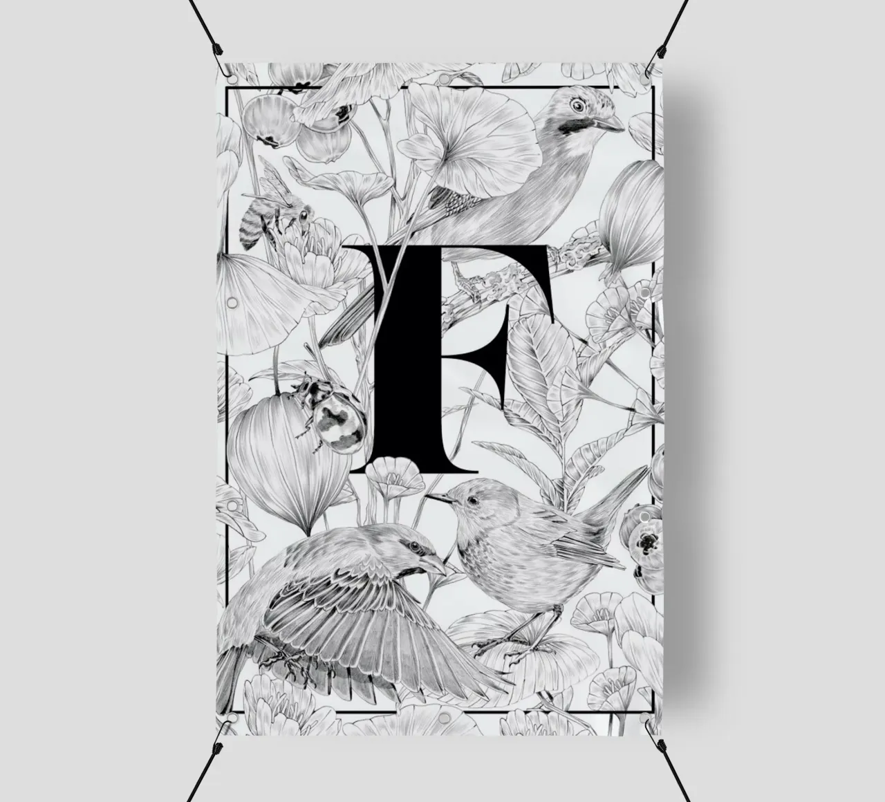 Floral Alphabet F telo in pvc da Faunesque
